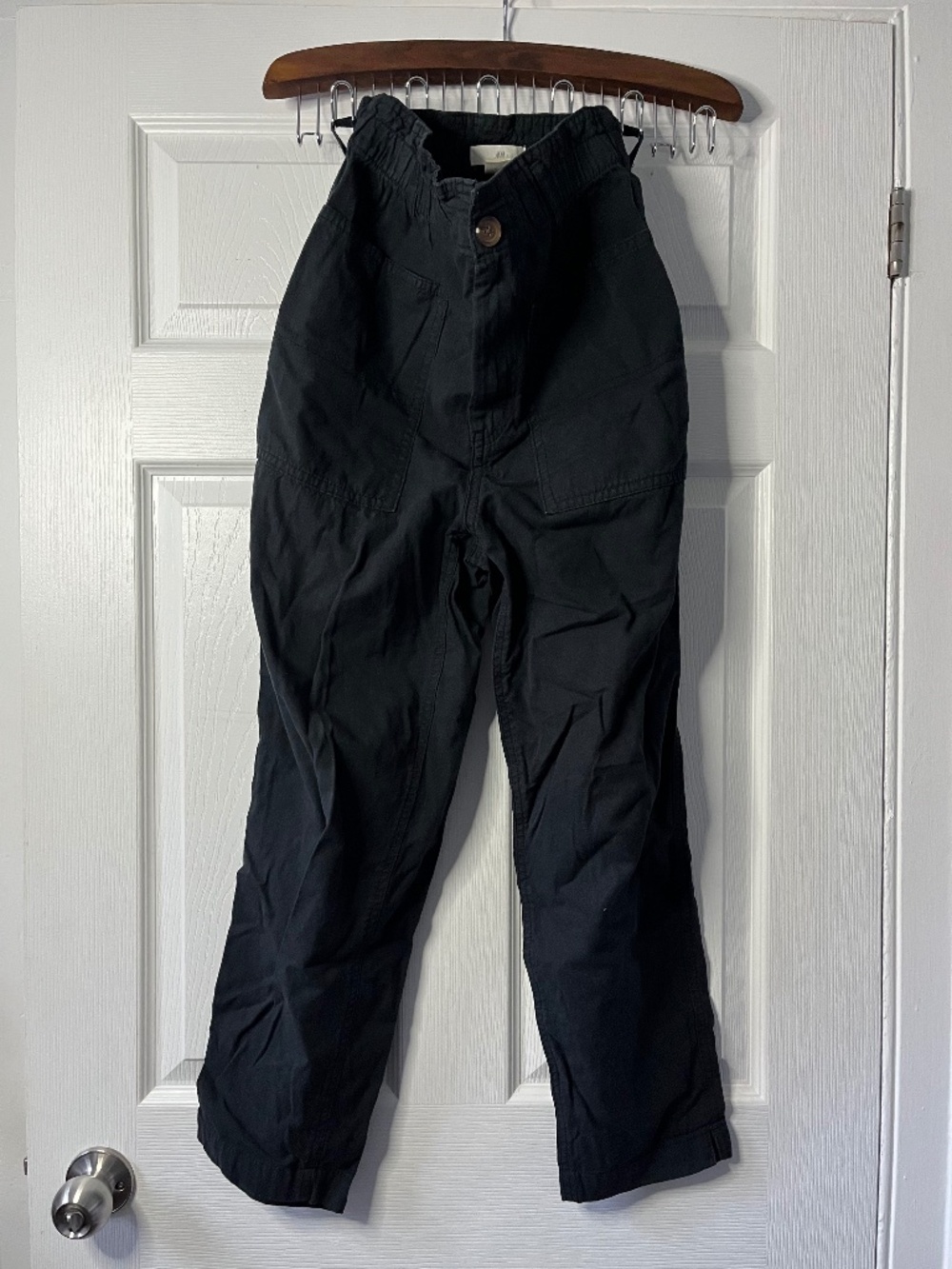 H&M Dark Blue High Waist Cargo Pants